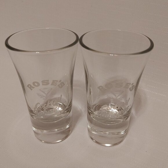 Rose's Cocktail Infusions Shot Glasses PAIR LOT Etched Glass Rose - Picture 4 of 4